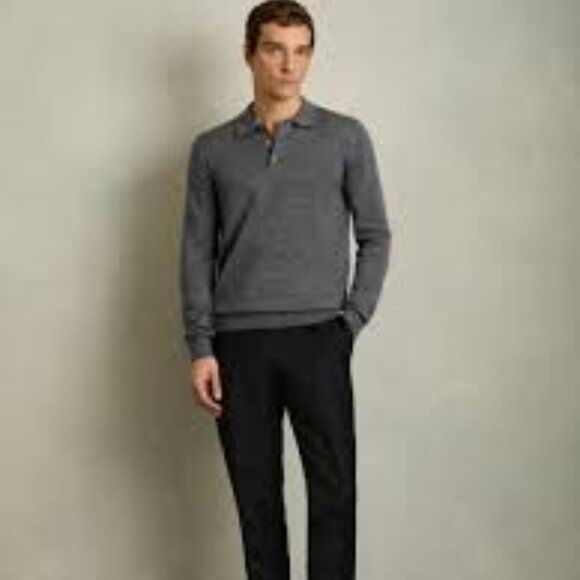 Reiss Grey Wool Blend Polo Sweater Size Med - Picture 2 of 10